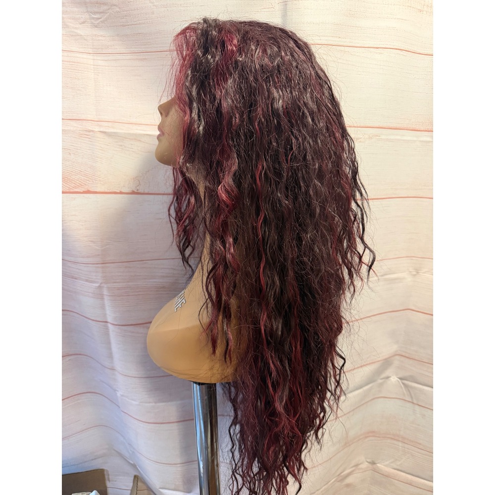 Black burgundy curly wig - Picture 2 of 4
